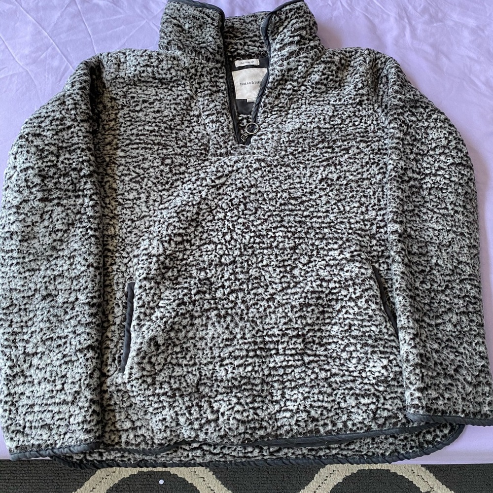 Fuzzy 3/4 quarter zip hoodie